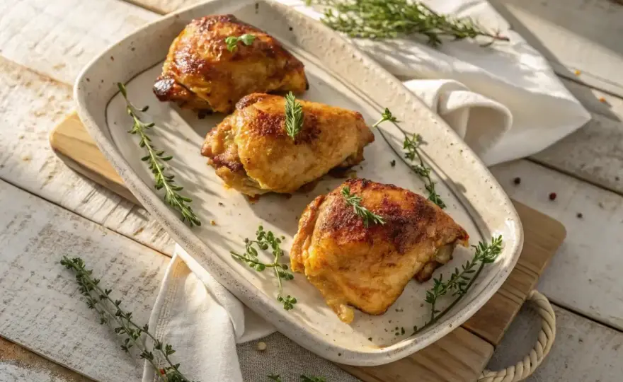 Cuisses de poulet au four - peau dorée et chair moelleuse