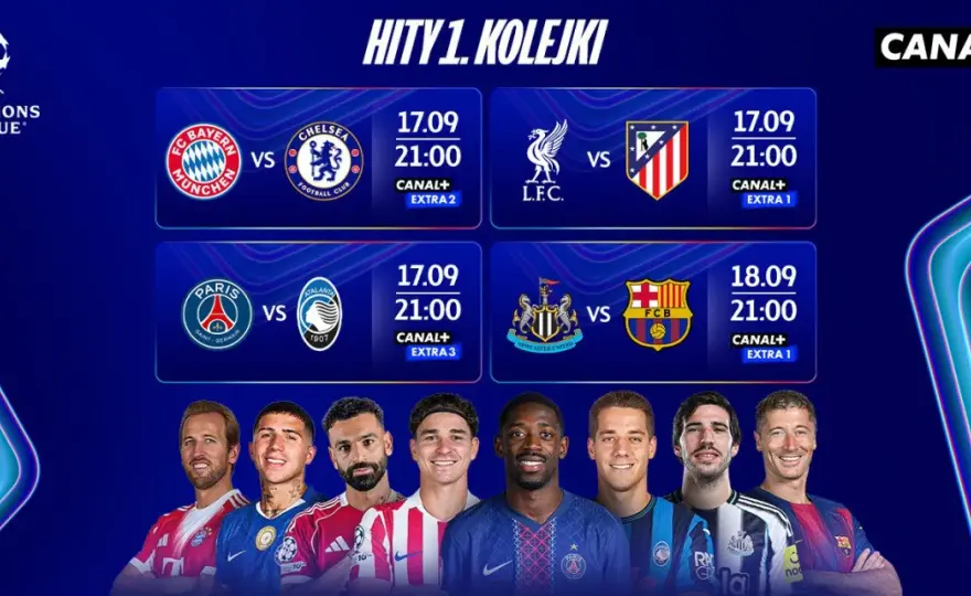 Liga Mistrzów 2025/2026: Gdzie i jak oglądać? CANAL+, TVP za darmo