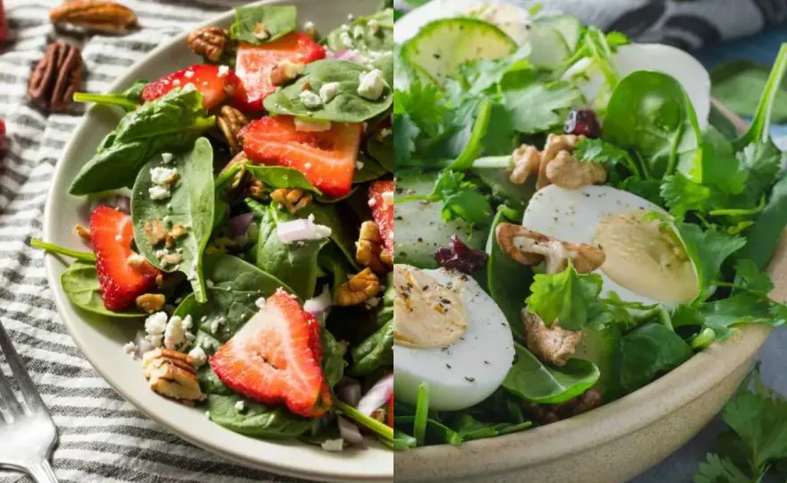 Ensalada de espinacas completa en solo 10 minutos