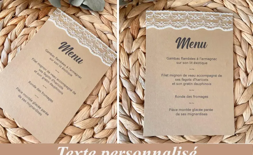 Menu mariage champêtre - Créez la carte parfaite !