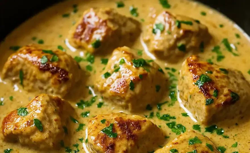 Sauté de porc à l’ancienne, tendre et crémeux