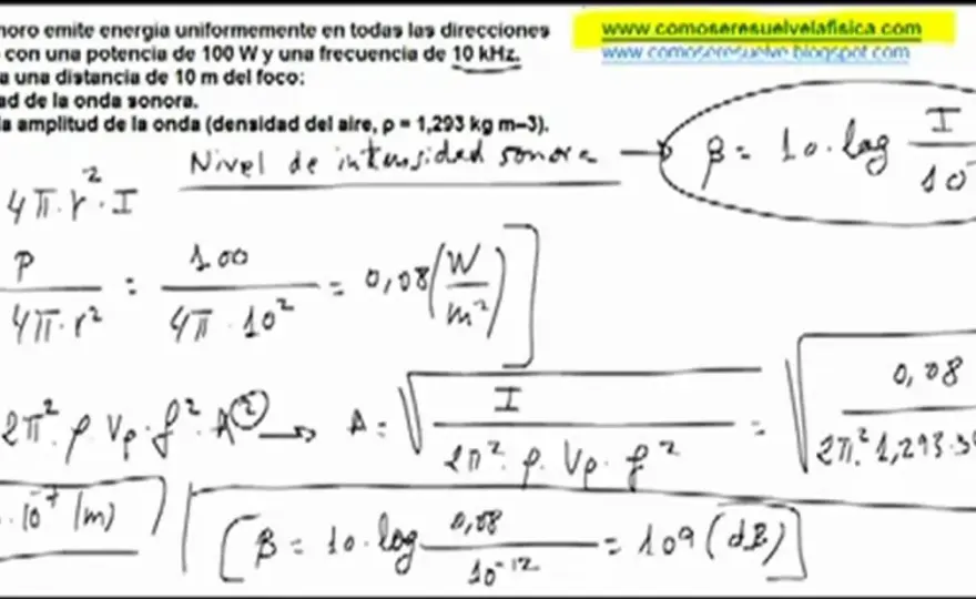 Intensidad sonora - Despeja la fórmula y evita errores