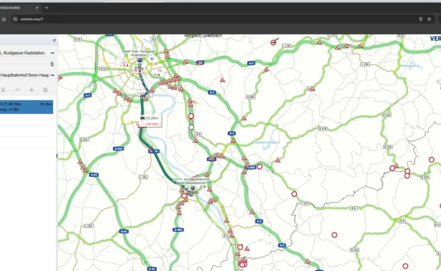 Verkehr.NRW-Karte – Stau, ÖPNV & Baustellen richtig nutzen