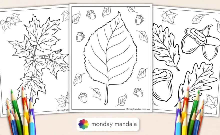Hoja de otoño para colorear - Elige y usa la perfecta