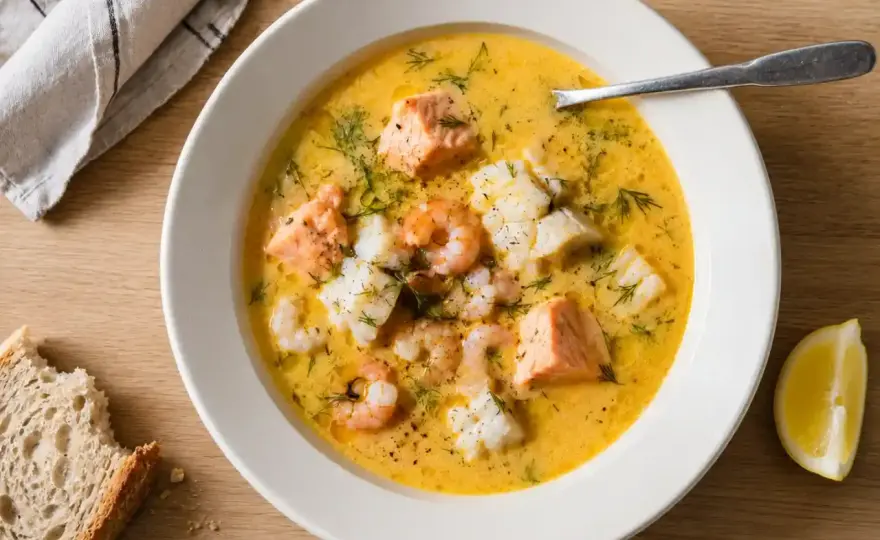 Fisksoppa recept med torsk, räkor och rätt tajming