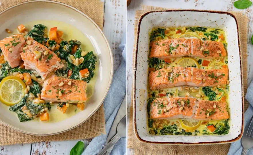 Lachs-Spinat-Auflauf - So wird der Fisch saftig und die Sauce perfekt