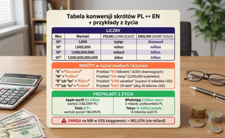 Duże liczby po angielsku - thousand, million, billion bez błędów