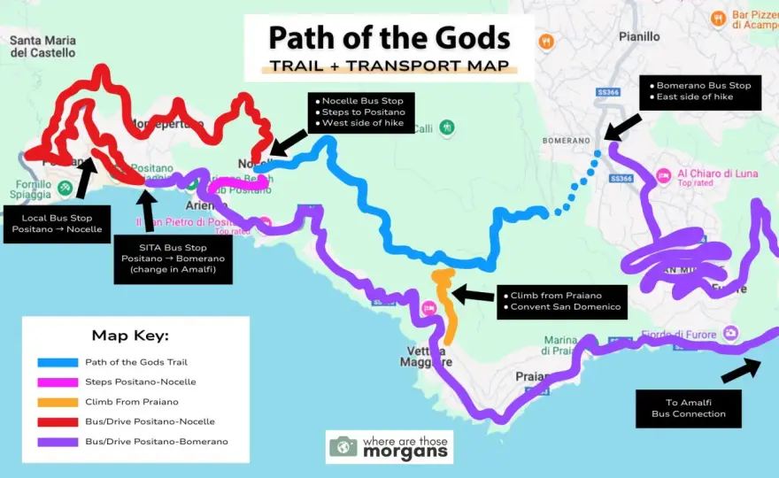 Path of the Gods Map - Hike Smart, Avoid Mistakes