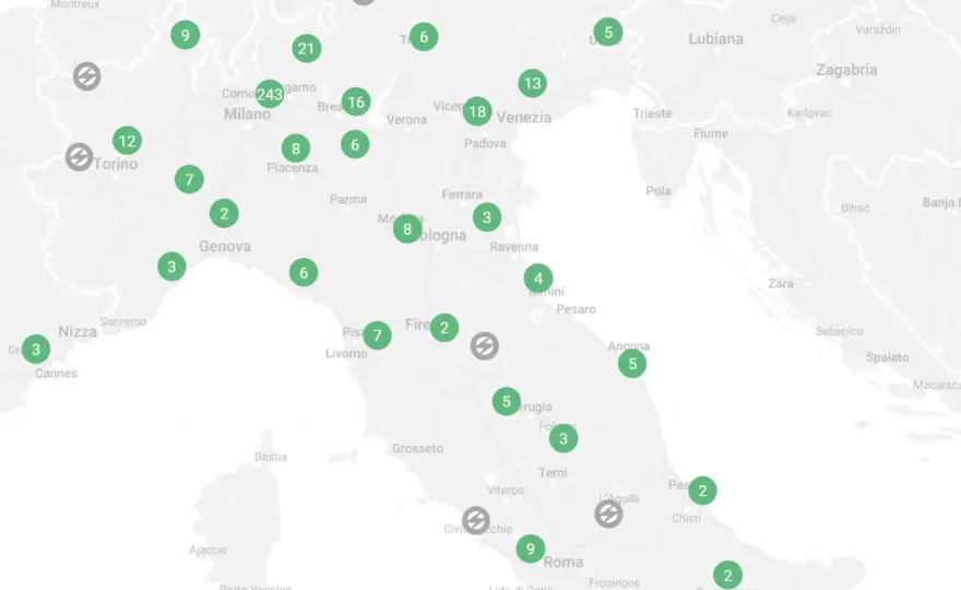 Mappa delle colonnine elettriche in autostrada - guida pratica
