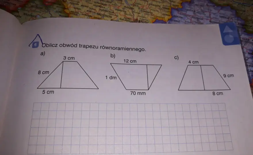 Jak obliczyć obwód trapezu równoramiennego narysowanego obok?