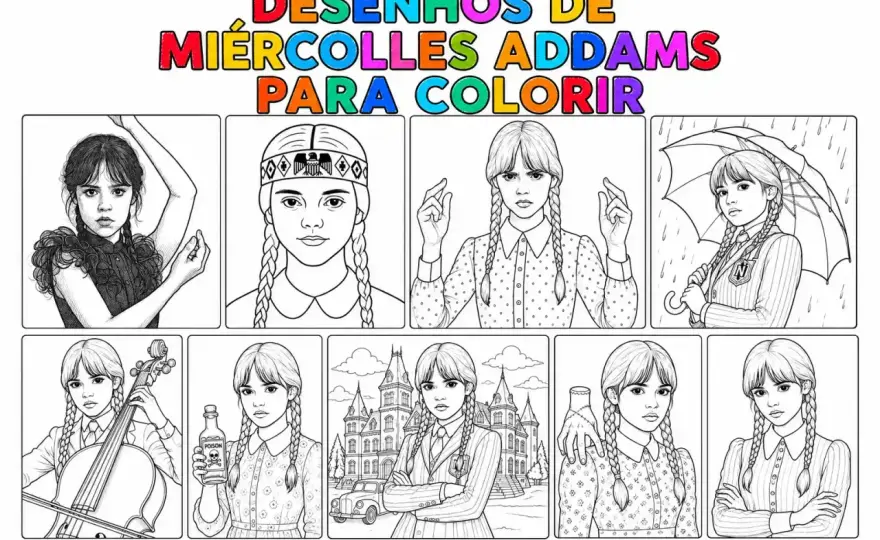Miércoles Addams para colorear - Guía para un look gótico