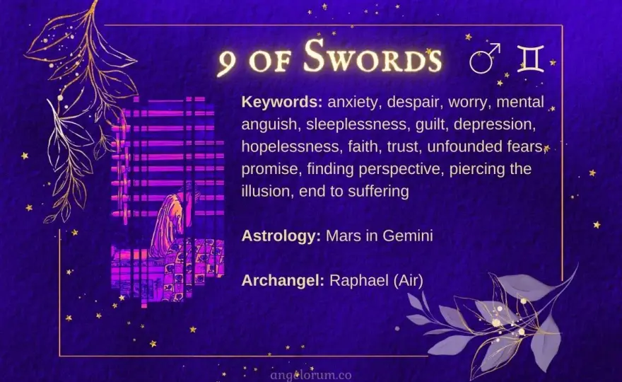 Dziewiątka Mieczy tarot - co mówi o lęku, relacjach i pracy
