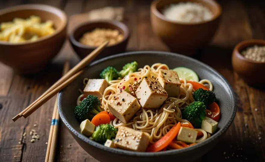 Makaron chiński z tofu: Szybki i zdrowy obiad pełen białka