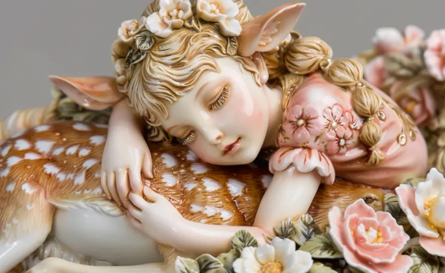 Delikatne uroki: porcelanowe sarenki i dziewczynki - sztuka