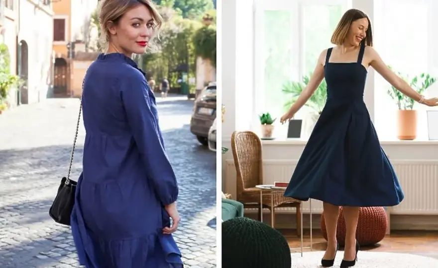 Granatowa sukienka: 5 stylowych zestawień, które zachwycą każdego