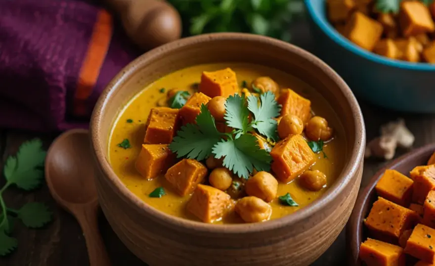 Curry z ciecierzycy i batatów: Wegańska potrawa z azjatyckim akcentem