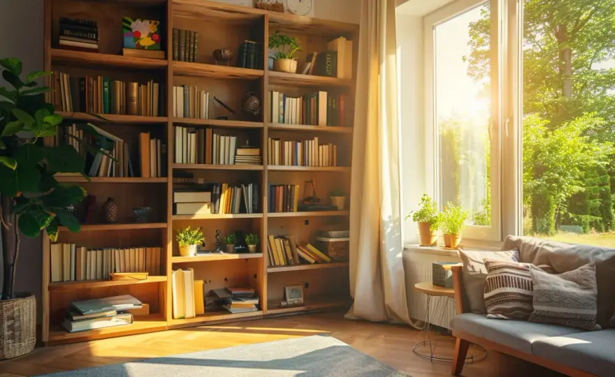 Biblioteczki do salonu: Przegląd 15 stylowych rozwiązań