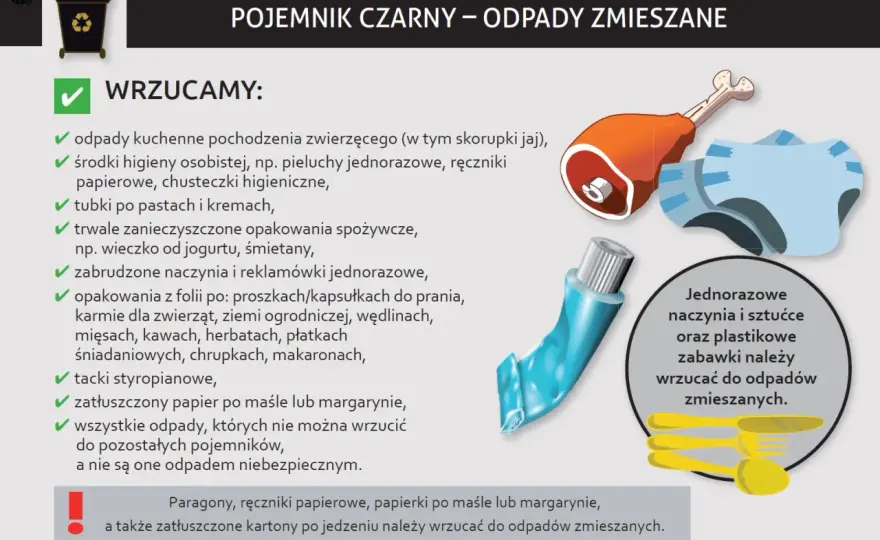 Co wrzucamy do czarnego pojemnika na śmieci - kompletna lista odpadów