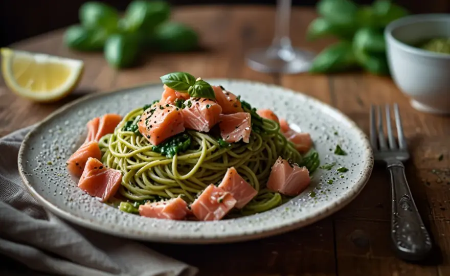 Makaron z pesto i łososiem: Prosty przepis na wyjątkowy i smaczny obiad