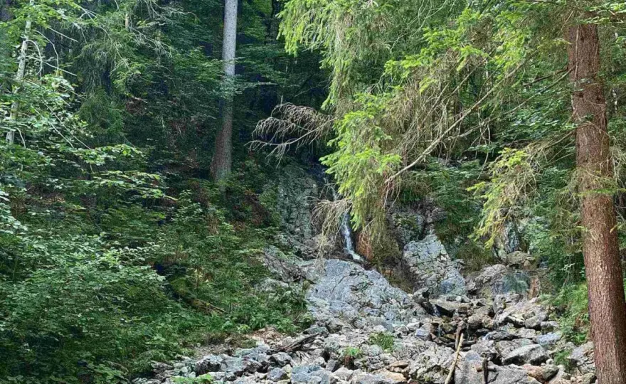Eibsee Koatbach: Kleiner Wasserfall am Rundweg finden?