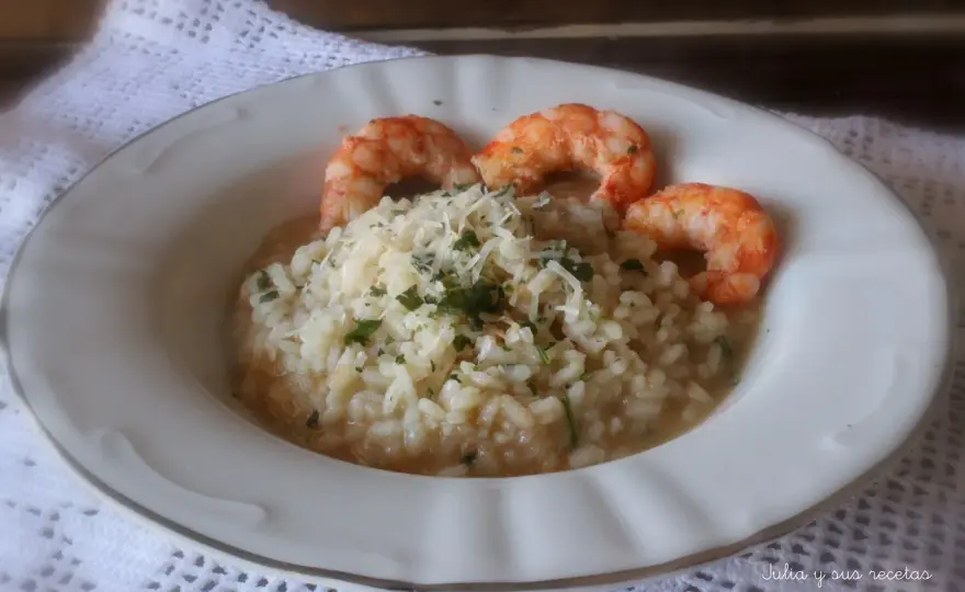 Risotto de langostinos cremoso y con el punto justo