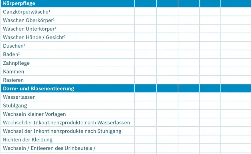 Pflegetagebuch-Vorlage zum Ausdrucken - klar und alltagstauglich