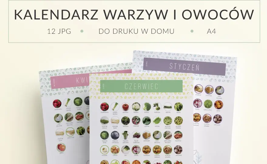 Tabele kaloryczne PDF - do druku, owoce i warzywa