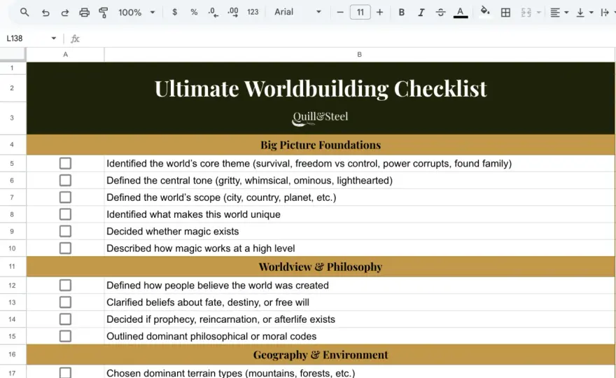 Arkusz Kalkulacyjny do Worldbuildingu: Twój Świat w Excelu/Google Sheets