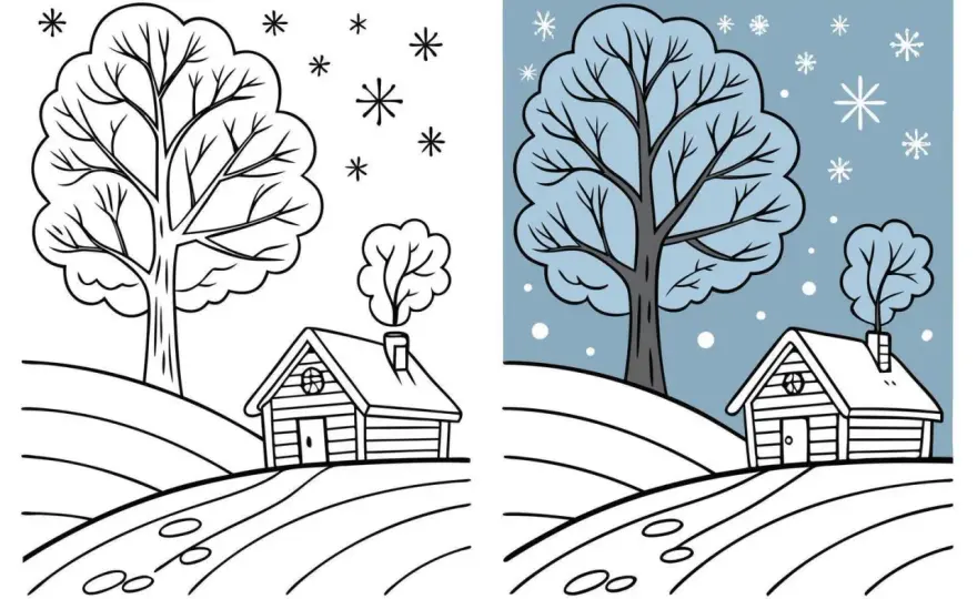 Dibujos de invierno - Crea escenas claras y atractivas
