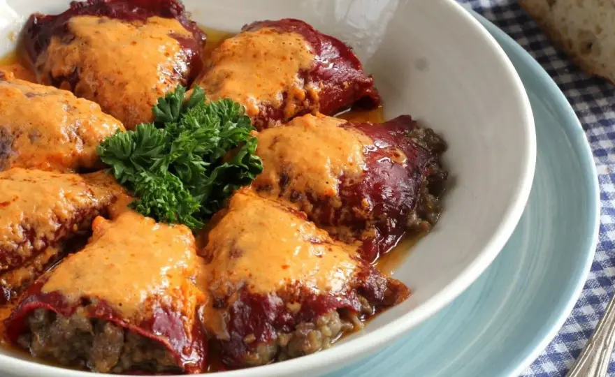 Pimientos rellenos de carne - Jugosos y sin que se rompan