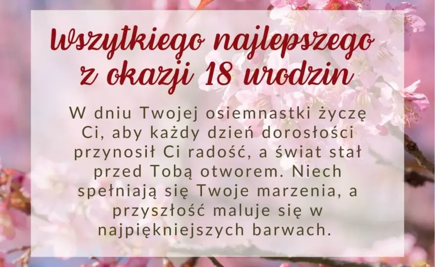 Podziękowania dla rodziców na 18. urodziny - gotowe teksty