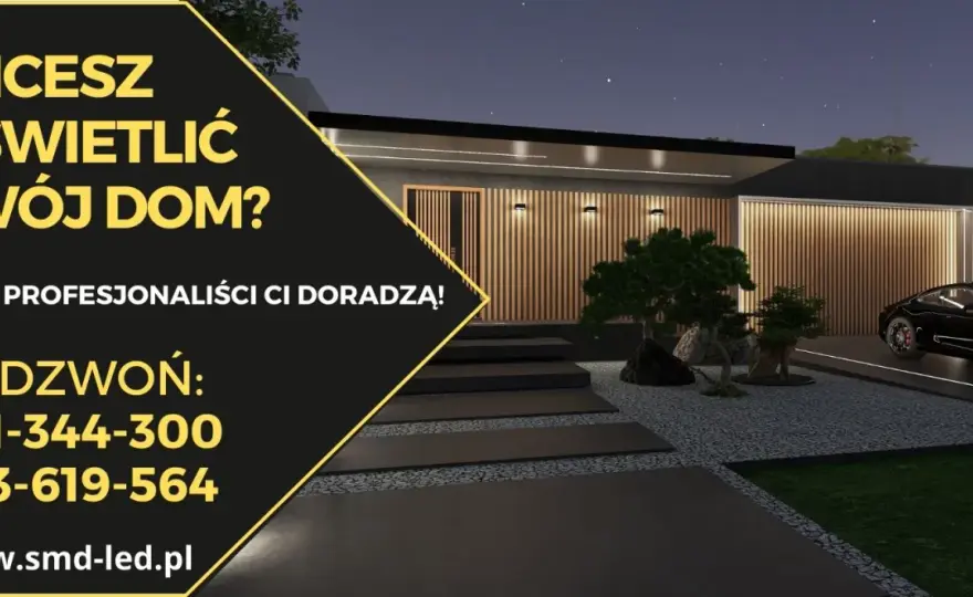 Oświetlenie elewacji domu parterowego - Piękno i bezpieczeństwo