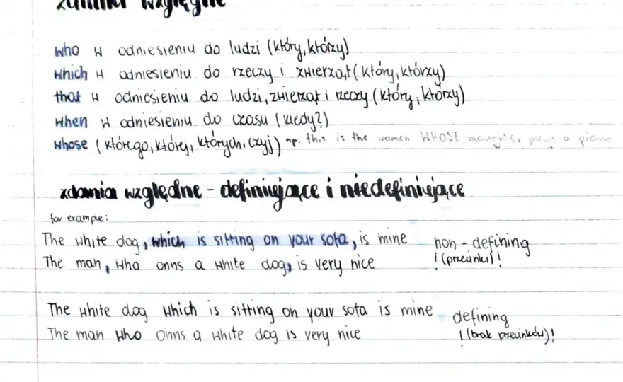 Defining and non-defining relative clauses - Jak uniknąć błędów?