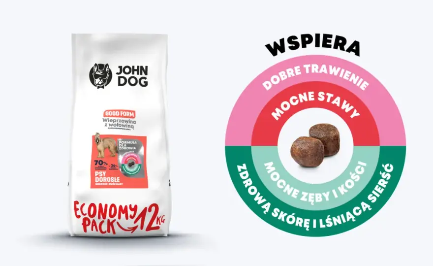 Karma John Dog wieprzowina z wołowiną – idealna dla dużych psów