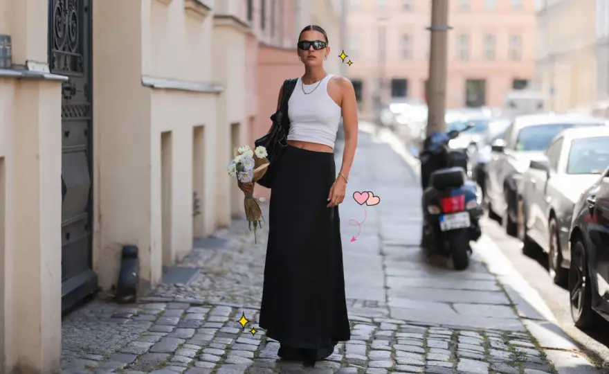 Falda negra larga casual: 20+ ideas para looks versátiles y chic