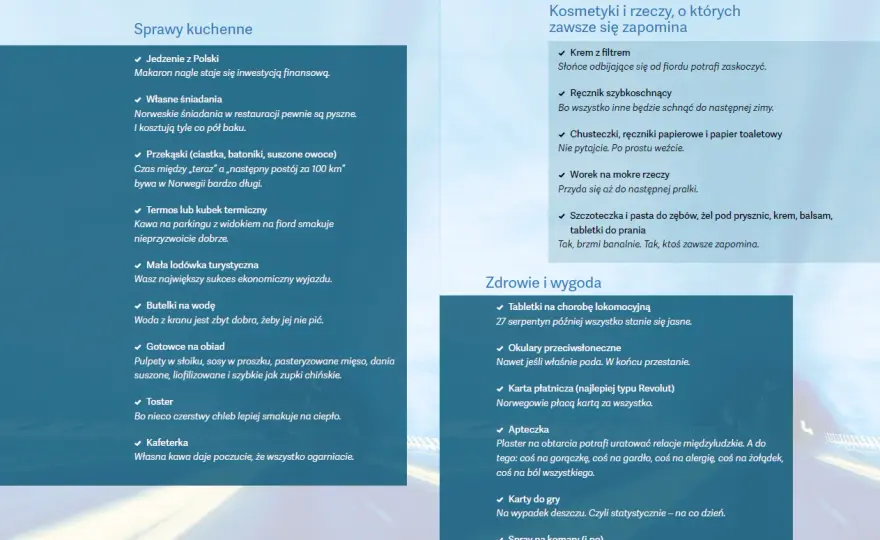 Co zabrać do Norwegii? Lista na każdą pogodę i trasę