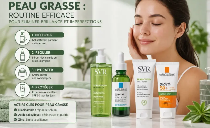 Peau grasse - la routine qui limite brillance et boutons