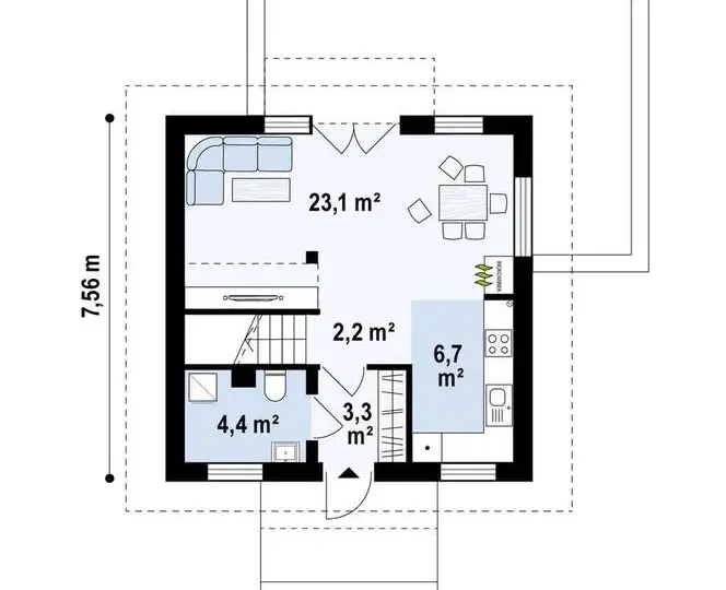 Dom jednopiętrowy do 70 m² - projekt Z264D z kolekcji Muratora, wybudujesz bez pozwolenia