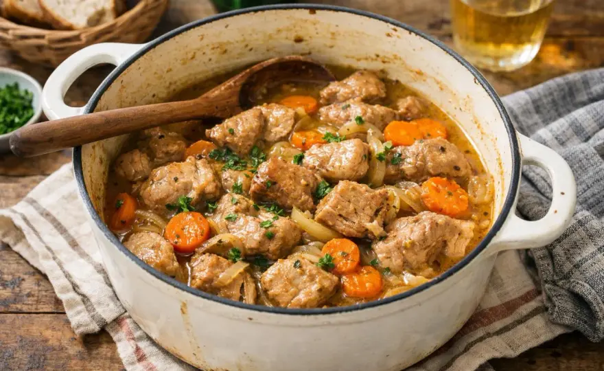 Sauté de porc - la méthode pour une viande tendre et une sauce liée