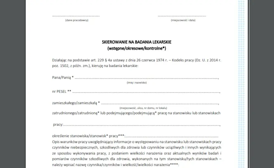 Skierowanie na badania okresowe - jak długo jest ważne?