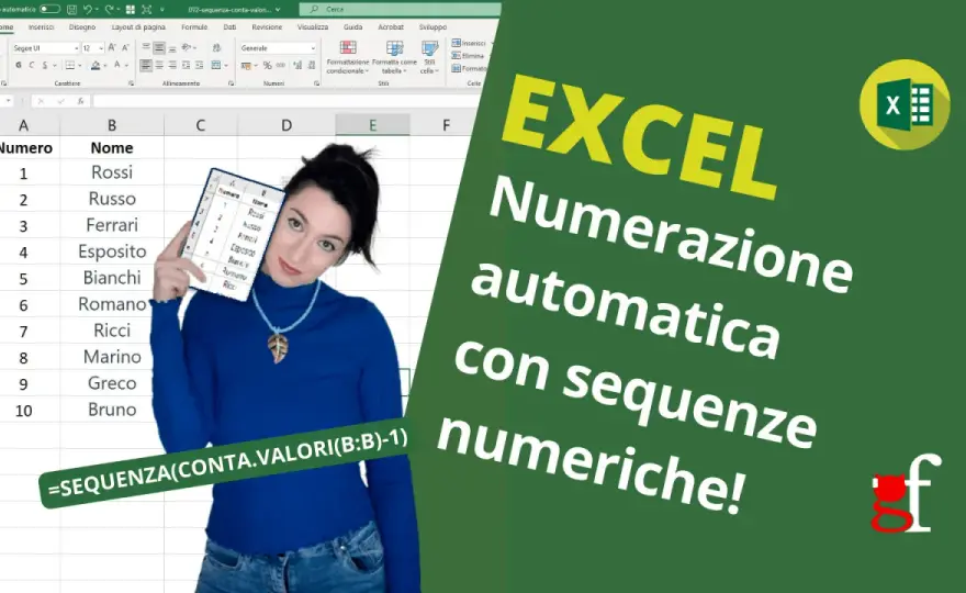 Elenco numerato in Excel - formule, SEQUENZA e tabelle