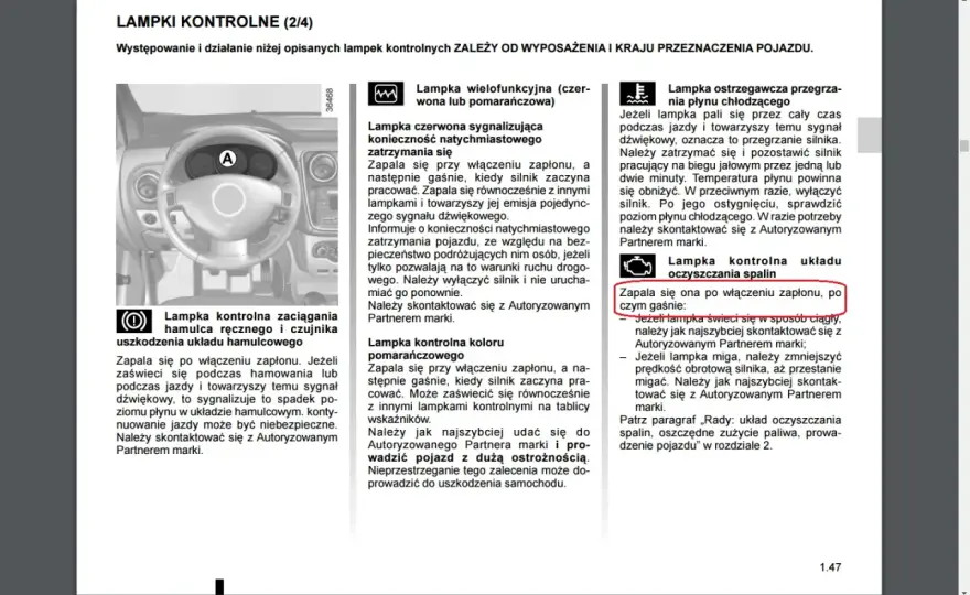 Dacia Duster - Pomarańczowa kontrolka? Co robić krok po kroku