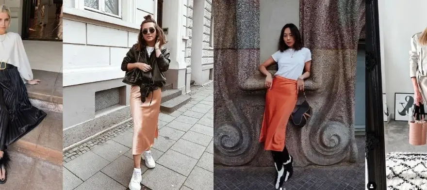 Stylizacje z satynową spódnicą, które zachwycą na każdą okazję