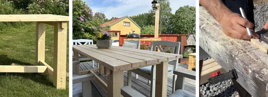 Bygg utebord som håller - mått, virke och ytbehandling
