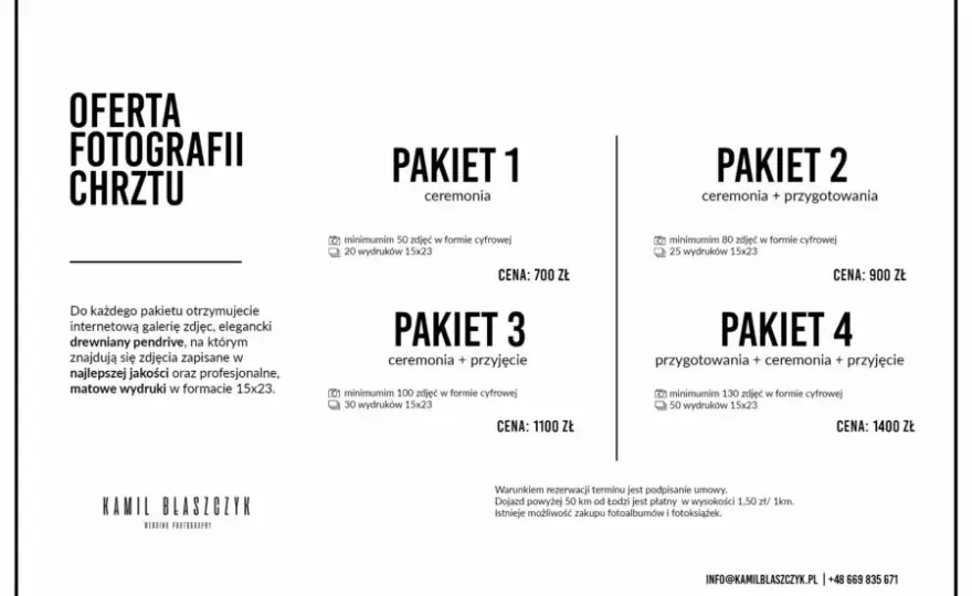 Ile kosztuje fotograf na chrzciny? Cennik i pakiety