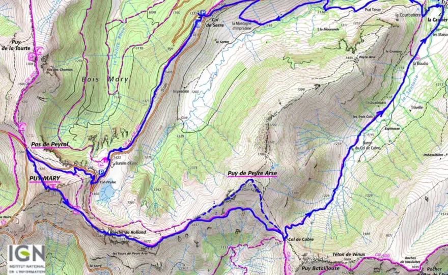 Randonnée Puy Mary - Lire la carte pour éviter les pièges