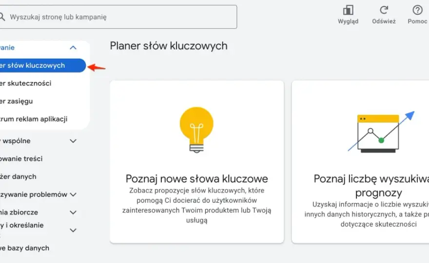 Planer słów kluczowych Google Ads - Jak badać popyt i planować SEO?