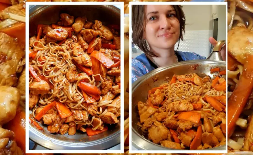 Domowy fast food: makaron po chińsku z kurczakiem w kwadrans