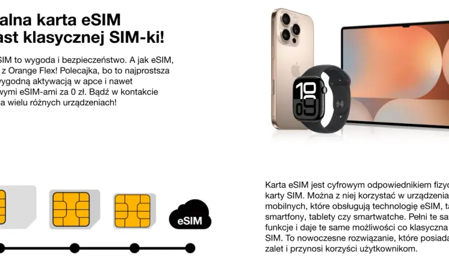 eSIM Orange - czy warto? Jak działa, koszty, aktywacja i wady