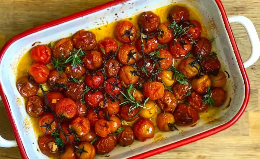 Tomates cherry confitados en horno o cazuela, paso a paso